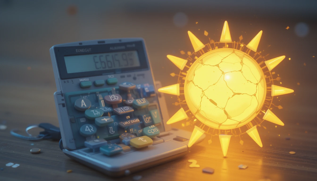 A calculator and a sun icon, symbolizing energy calculation