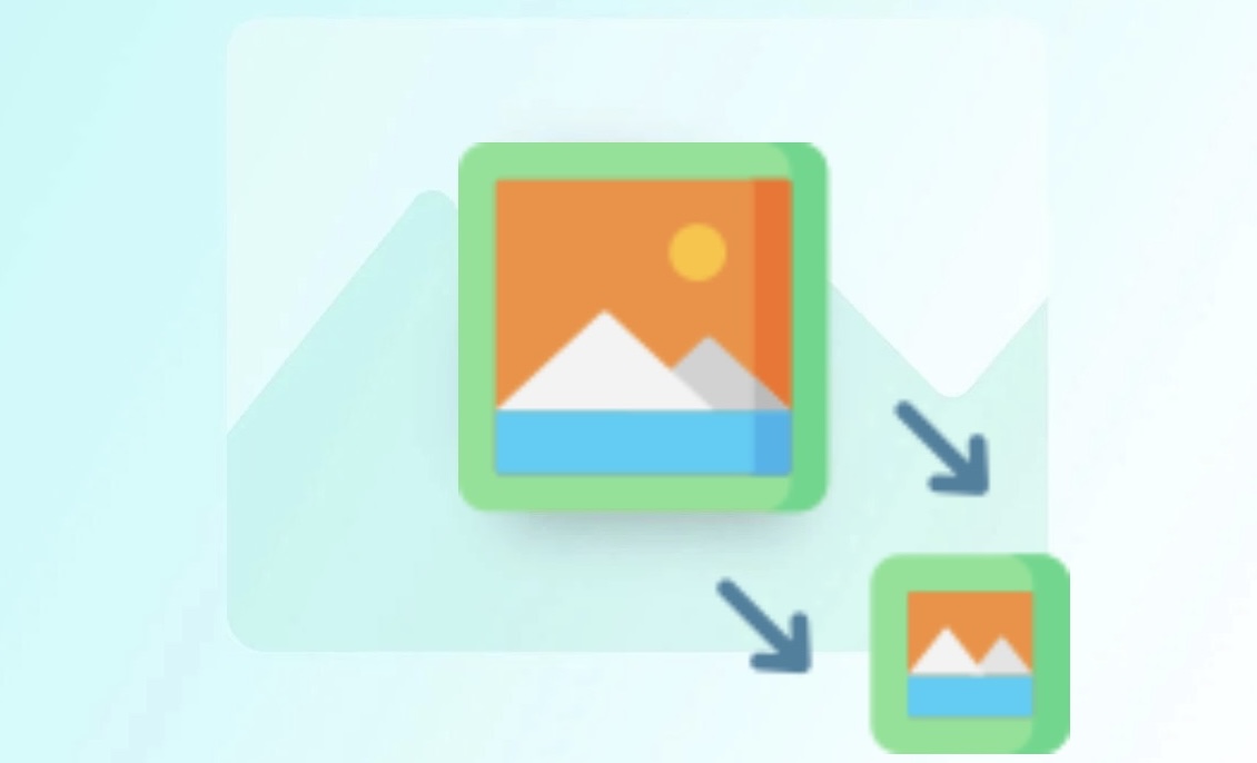 An illustration showing an image being compressed.
