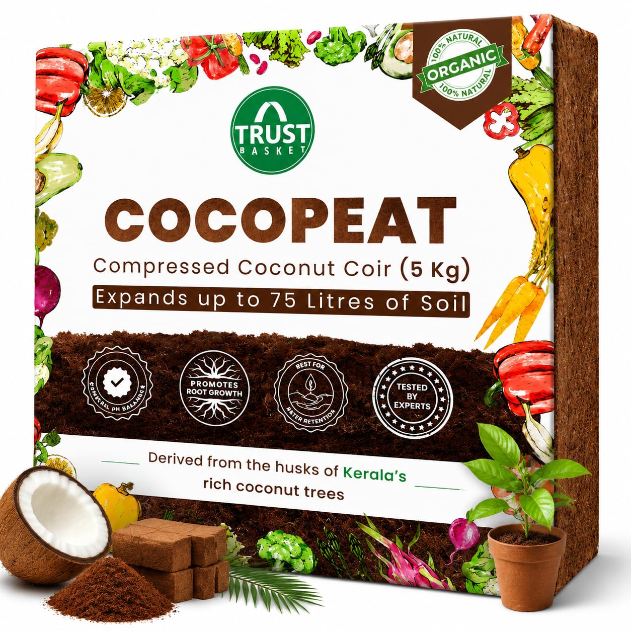 TrustBasket Premium Cocopeat Block