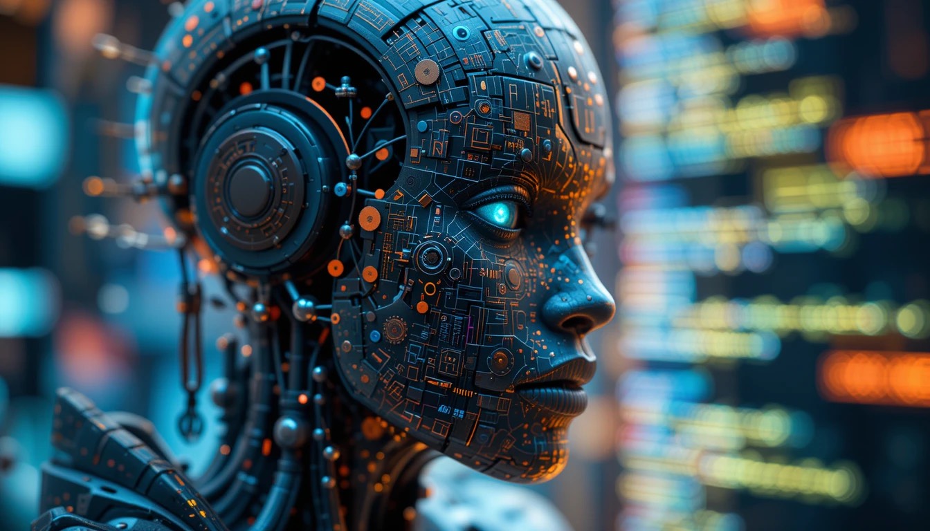 An abstract image representing the concept of AI and code.