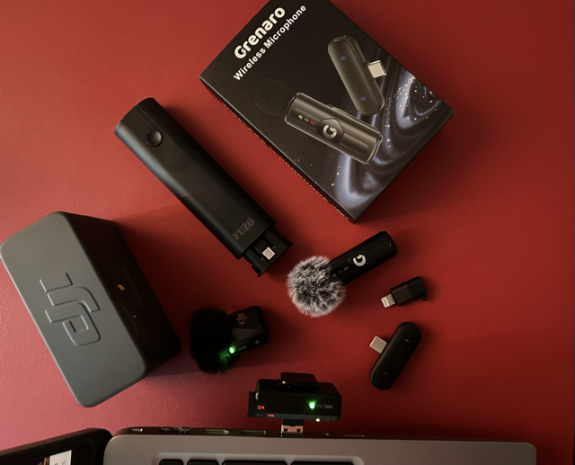DJI Mic Mini connected to a PC using a Type-C to USB-A adapter